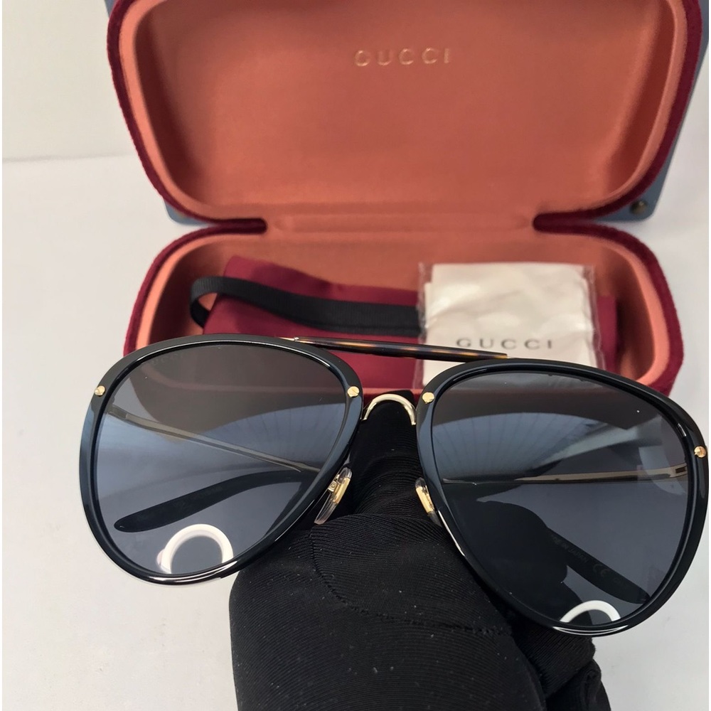 New- 💯 Authentic Gucci GG0672S Women's Aviator Sunglasses, Black/Grey - Picture 9 of 16